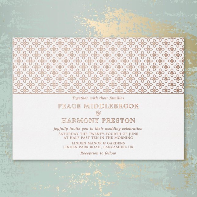 Invitación Con Relieve Metalizado Rosa de Encanto de Crepúsculo Boda Blanco Oro (Subido por el creador)