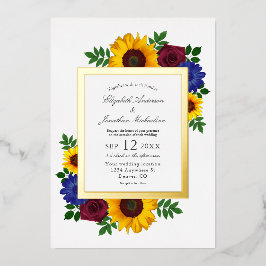 Invitación Con Relieve Metalizado Rosa de girasol Boda floral
