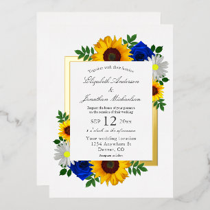 Invitación Con Relieve Metalizado Rosa de girasol Daisy Autumn Boda floral