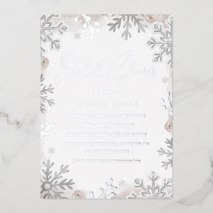Invitación Con Relieve Metalizado Rosa de HOJA DE PLATA Copo de Nieve Invierno Boda