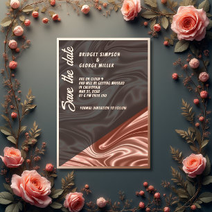 Invitación Con Relieve Metalizado rosa de la boda de la nube de satén 9 salva la fec
