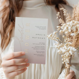 Invitación Con Relieve Metalizado Rosa de moda Caligrafía de oro Ducha de novia