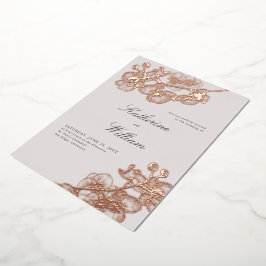 Invitación Con Relieve Metalizado Rosa de oro clásico clásico formal de Boda Orquíde