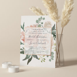 Invitación Con Relieve Metalizado Rosa de oro de Boda floral de verano medio
