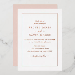 Invitación Con Relieve Metalizado ROSA DE ORO REAL DE HOJA Rosa Bodor Wedding 