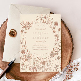 Invitación Con Relieve Metalizado Rosa de prado floral de flor silvestre bordado