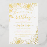 Invitación Con Relieve Metalizado Rosa de Relieve metalizado dorado 21º cumpleaños<br><div class="desc">Más invitaciones de cumpleaños 21 en la Pequeña Tienda Bayleigh!</div>