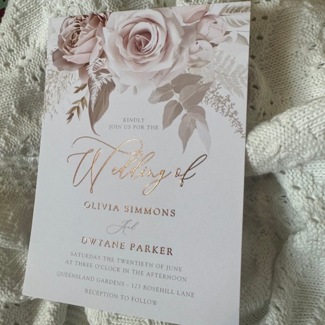 Invitación Con Relieve Metalizado Rosa  de Relieve metalizado Elegancia Boda Floral  (Subido por el creador)