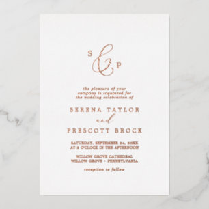 Invitación Con Relieve Metalizado Rosa Delicado Relieve metalizado dorado Monograma 