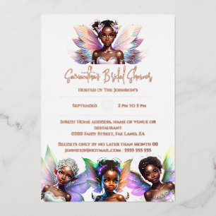 Invitación Con Relieve Metalizado Rosa dorada de hadas de melanina con hojalata real