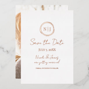 Invitación Con Relieve Metalizado Rosa Dorado Minimalista Moderno Glam Salva la Fech