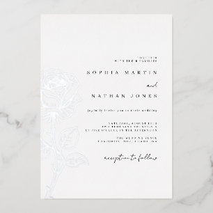 Invitación Con Relieve Metalizado Rosa elegante real de papel de plata para boda