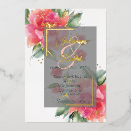 Invitación Con Relieve Metalizado Rosa encantadora boda de presupuesto