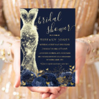 Rosa floral de oro de la marina de vestir de shimm