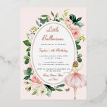 Invitación Con Relieve Metalizado Rosa floral Gold Ballerina Kids Cumpleaños<br><div class="desc">Más invitaciones de cumpleaños de Bonito en la Pequeña Tienda Bayleigh!</div>