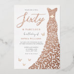 Invitación Con Relieve Metalizado Rosa Gold Heart Gown 60th Birthday Party Real<br><div class="desc">Rosa Gold Heart Gown 60th Birthday Party Real Relieve metalizado Invitación Sesenta y Fabuloso Ver otras invitaciones en nuestra Nest Store y Nest</div>