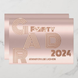 INVITACIÓN CON RELIEVE METALIZADO ROSA GOLDEN FIESTA MODERNO GRAD