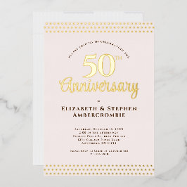 Invitación Con Relieve Metalizado Rosa moderno para aniversario de bodas número 50