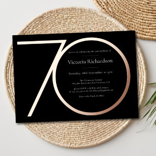 Invitación Con Relieve Metalizado Rosa negro Personalizado de oro Minimalista 70 cum