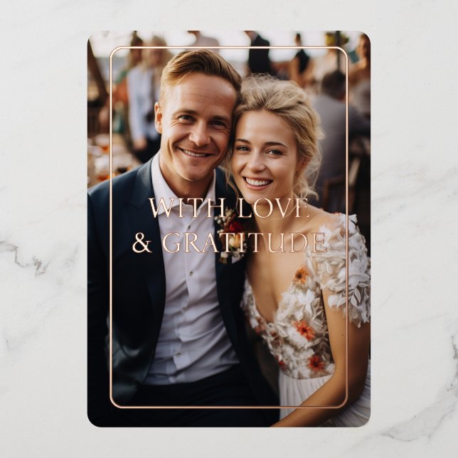 Invitación Con Relieve Metalizado Rosa-Oro, Relieve metalizado, Boda, 1 foto "Gracia (Anverso)