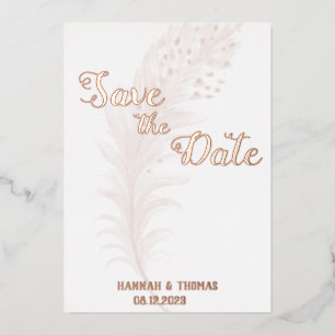 Invitación Con Relieve Metalizado Rosa Oro simple y elegante 