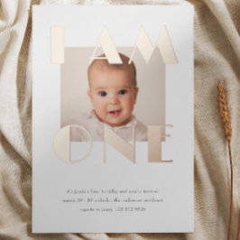 Invitación Con Relieve Metalizado Rosa Oro Un Primer Día Foto