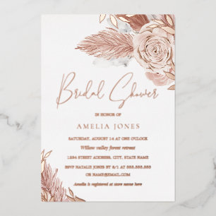 Invitación Con Relieve Metalizado ROSA REAL RELIEVE METALIZADO DORADO Boho rosa Flor