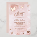Invitación Con Relieve Metalizado ROSA RELIEVE METALIZADO DORADO Mariposa Rosa Dulce<br><div class="desc">ROSA RELIEVE METALIZADO DORADO Mariposa Rosa Dulce 16 Invitación Relieve metalizado Fiesta Más Invitación bonito Dulce 16 Invitaciones de fiesta en la Pequeña Tienda Bayleigh!</div>