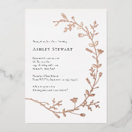 Invitación Con Relieve Metalizado Rosa Relieve metalizado dorado Vine Scroll Bridal 