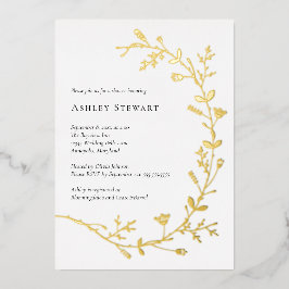 Invitación Con Relieve Metalizado Rosa Relieve metalizado dorado Vine Scroll Bridal 