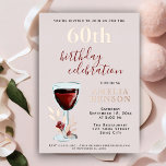 Invitación Con Relieve Metalizado Rosa Rústico de Vino Rojo Vidrio Botánico 60 cumpl<br><div class="desc">Invitación al Relieve metalizado por Rosa de Vino Rústico Rojo. Vidrio acuático rústico con rosas rojas y ramitas en un fondo rosa rubor. La edad y el nombre son Relieve metalizado de oro - se puede cambiar a Relieve metalizado de plata o Relieve metalizado de oro. Perfecto para una mujer...</div>