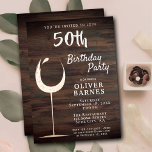 Invitación Con Relieve Metalizado Rosa Rústico Oro Vino Madera 50 cumpleaños<br><div class="desc">Invitación al Relieve metalizado por 50 cumpleaños de la Madera de Vino de Oro Rústico. Invitación al cumpleaños con una copa de vino clásica en Relieve metalizado dorado sobre un oscuro fondo rústico de madera. Perfecto para un hombre o una mujer que celebra su cincuentenario.</div>
