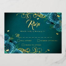 Rosa verde azulado Floral Gold Swirl Quinceanera
