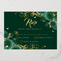 Rosa Verde Floral Remolino de Oro Quinceañera 