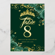Rosa Verde Remolino Quinceañera Número de Mesa Dor