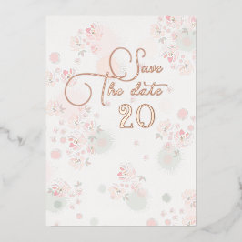 Invitación Con Relieve Metalizado Rosas de Té Suaves Boda Guardar la Fecha