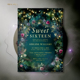 Invitación Con Relieve Metalizado Rosas del bosque encantados Dulce Twinkle dorado d