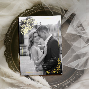 Invitación Con Relieve Metalizado Rosas dorados matrimonio formal de fotografía salv