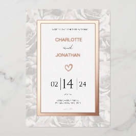 Invitación Con Relieve Metalizado Rosas grises desfasados Boda oro personalizado