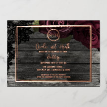 Rosas Rojo Oscuro Madera y Encaje Boda Rústica
