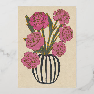 Invitación Con Relieve Metalizado Rosas rosadas hermosas