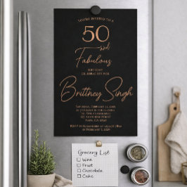 Invitación Con Relieve Metalizado Rose Foil Fifty and Fabulous 50th Birthday Party 