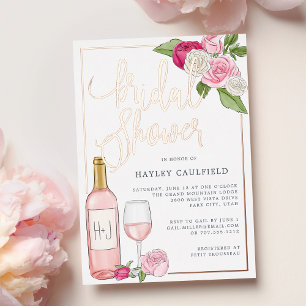 Invitación Con Relieve Metalizado Rosé Garden   Ducha de novia