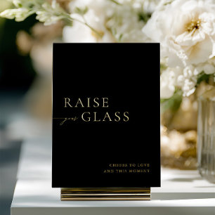 Invitación Con Relieve Metalizado Rótulo de barra minimalista de Boda negro y dorado