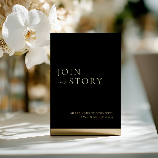 Invitación Con Relieve Metalizado Rótulo minimalista de etiquetas en negro y oro (Minimalist Black & Gold Hashtag Sign Foil I)