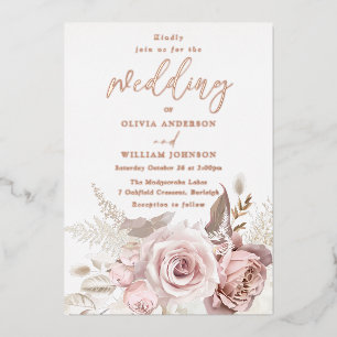 Invitación Con Relieve Metalizado Rouge doré rosa divino moderno para boda de todas 