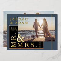 Royal Blue and Gold Photo Boda Sr. y Sra.