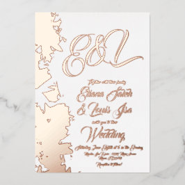 Invitación Con Relieve Metalizado Rubor Fractal Dorado Boda Prensado 