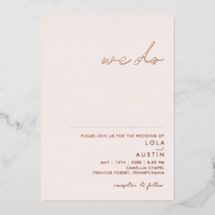 Invitación Con Relieve Metalizado Rubor Mínimo Moderno Y Oro Rosa Que Hacemos Boda