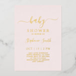 Invitación Con Relieve Metalizado Rubor Pink Baby Shower real<br><div class="desc">Invitación del Chica Baby Shower Relieve metalizado dorado Rosa Real de Rubor</div>